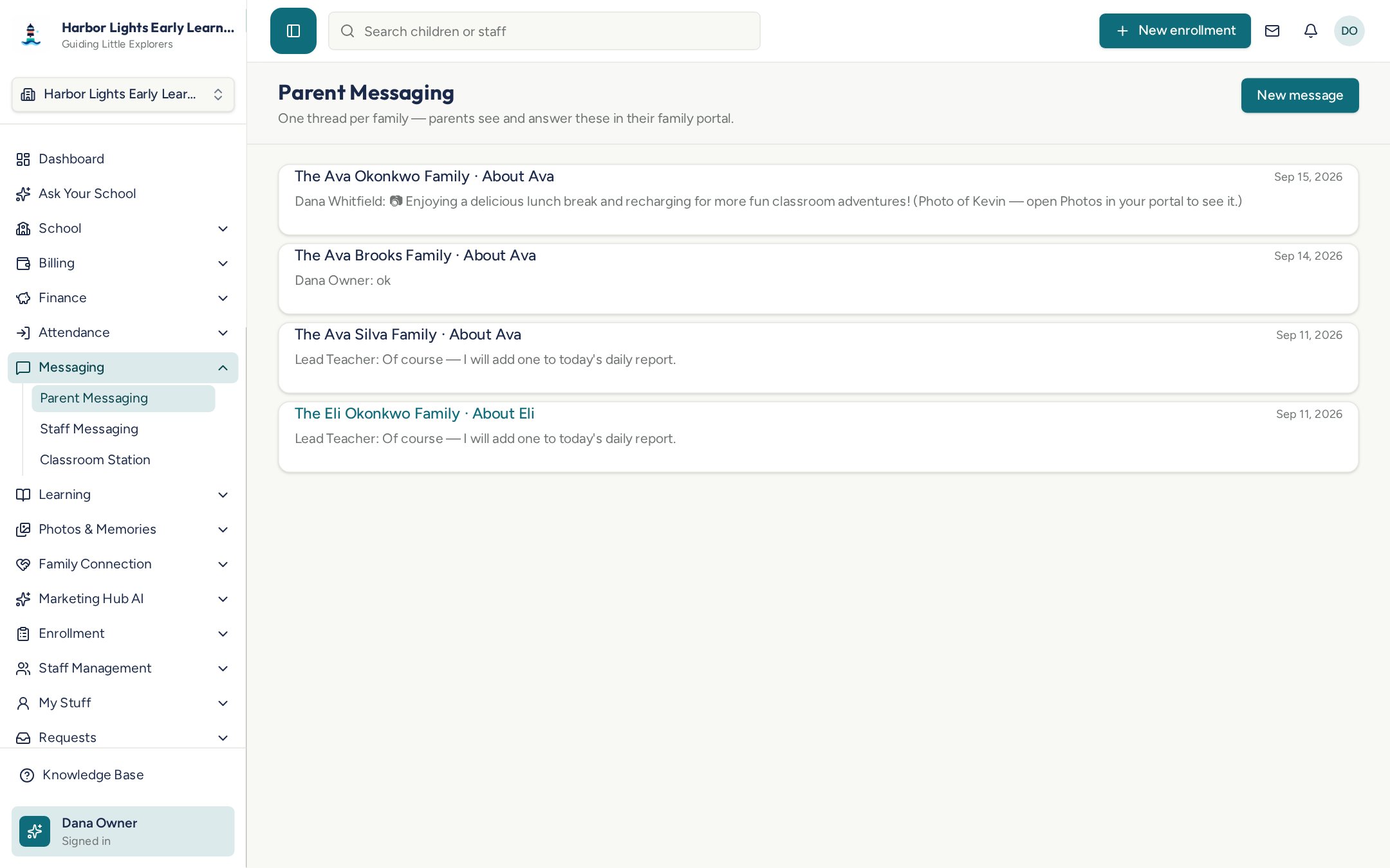 Kemazu.com Parent Messaging screen